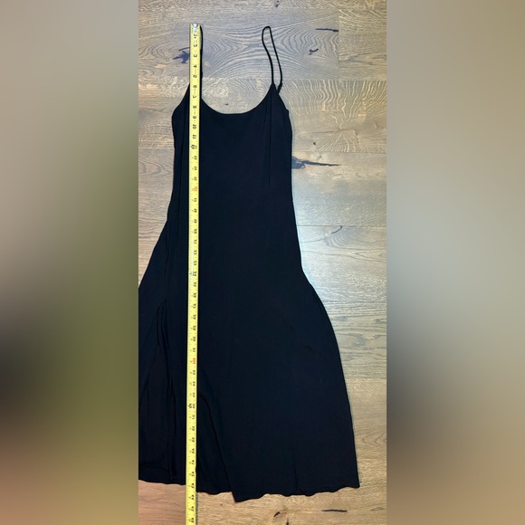 Aritzia Wilfred Affogato Spaghetti Straps Side Slit Midi Slip Dress Black Size 4 - Picture 7 of 14